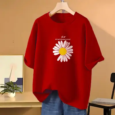 Picture of Drop shoulder T-shirt for Women (Red)