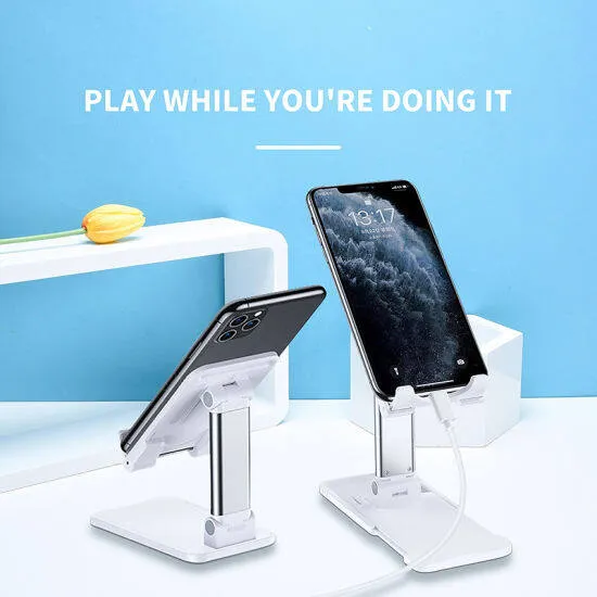 Picture of Lifting Folding Desktop Bracket Desktop Mobile Stand for Phone/Tablet (Multi-angle Adjustable) – Suitable for Apple iPad Tablet Mobile Phone Handphone Smartphone, Foldable and Portable