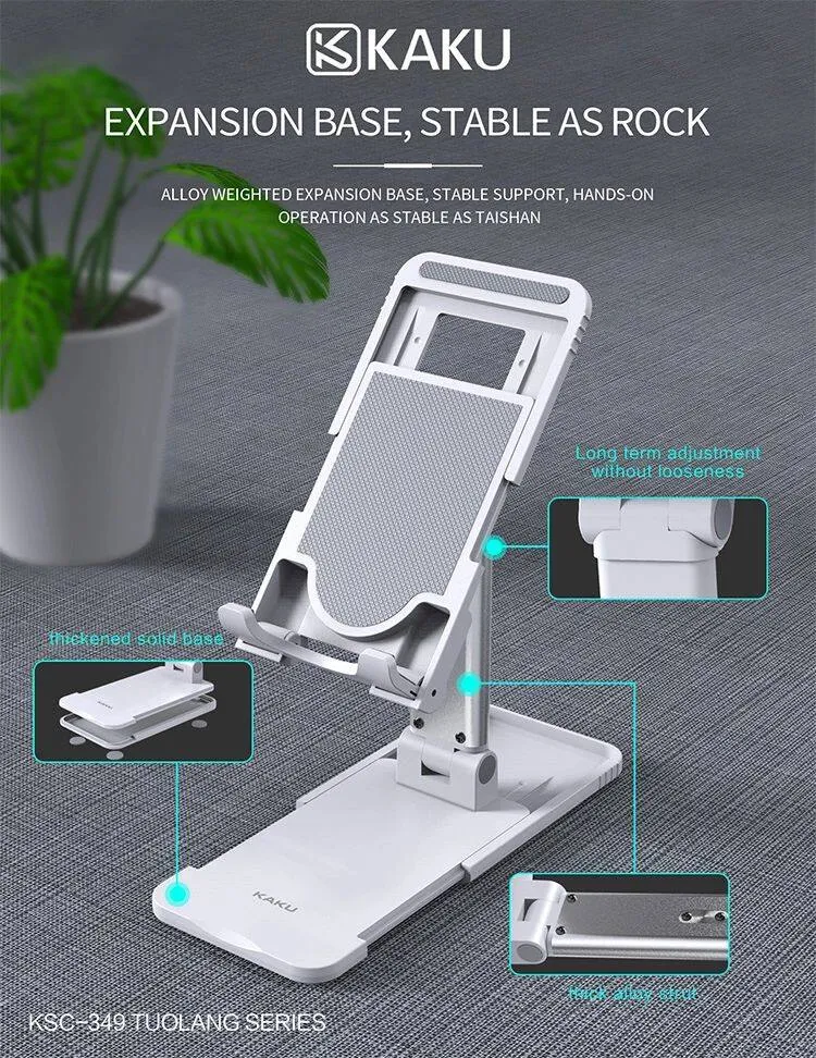 Picture of Lifting Folding Desktop Bracket Desktop Mobile Stand for Phone/Tablet (Multi-angle Adjustable) – Suitable for Apple iPad Tablet Mobile Phone Handphone Smartphone, Foldable and Portable