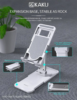 Picture of Lifting Folding Desktop Bracket Desktop Mobile Stand for Phone/Tablet (Multi-angle Adjustable) – Suitable for Apple iPad Tablet Mobile Phone Handphone Smartphone, Foldable and Portable