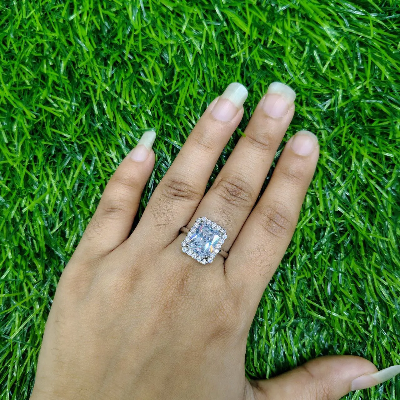 Picture of Luxury Emerald Cut Crystal Ring for Women