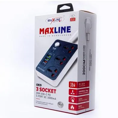 Picture of Maxline ML 804 4 USB Fast Charging Multiplug Power Strip
