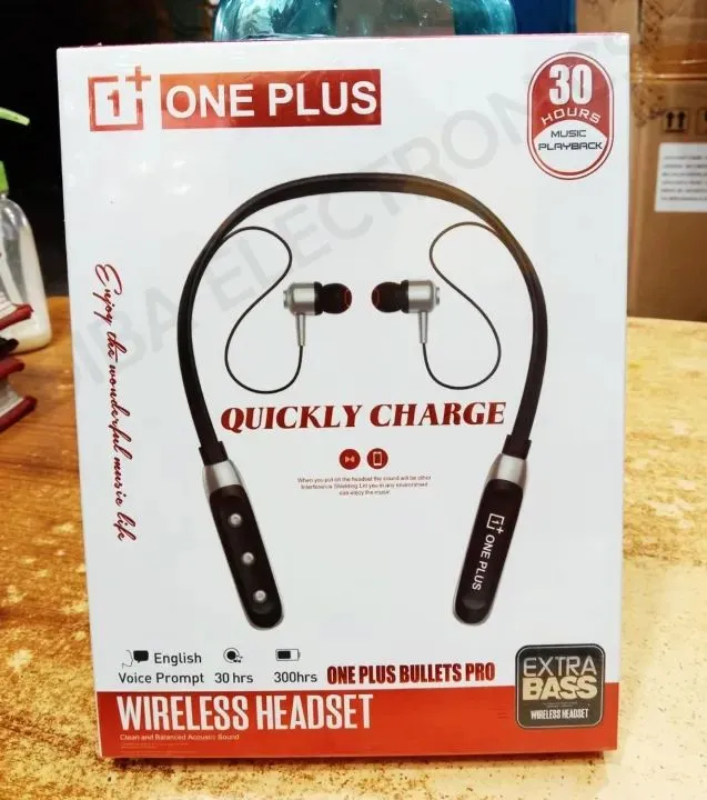 Picture of Oneplus Bullets Pro Neckband Bluetooth Earphone 30 Hours Music Playback - Neckband -Wireless Earbud