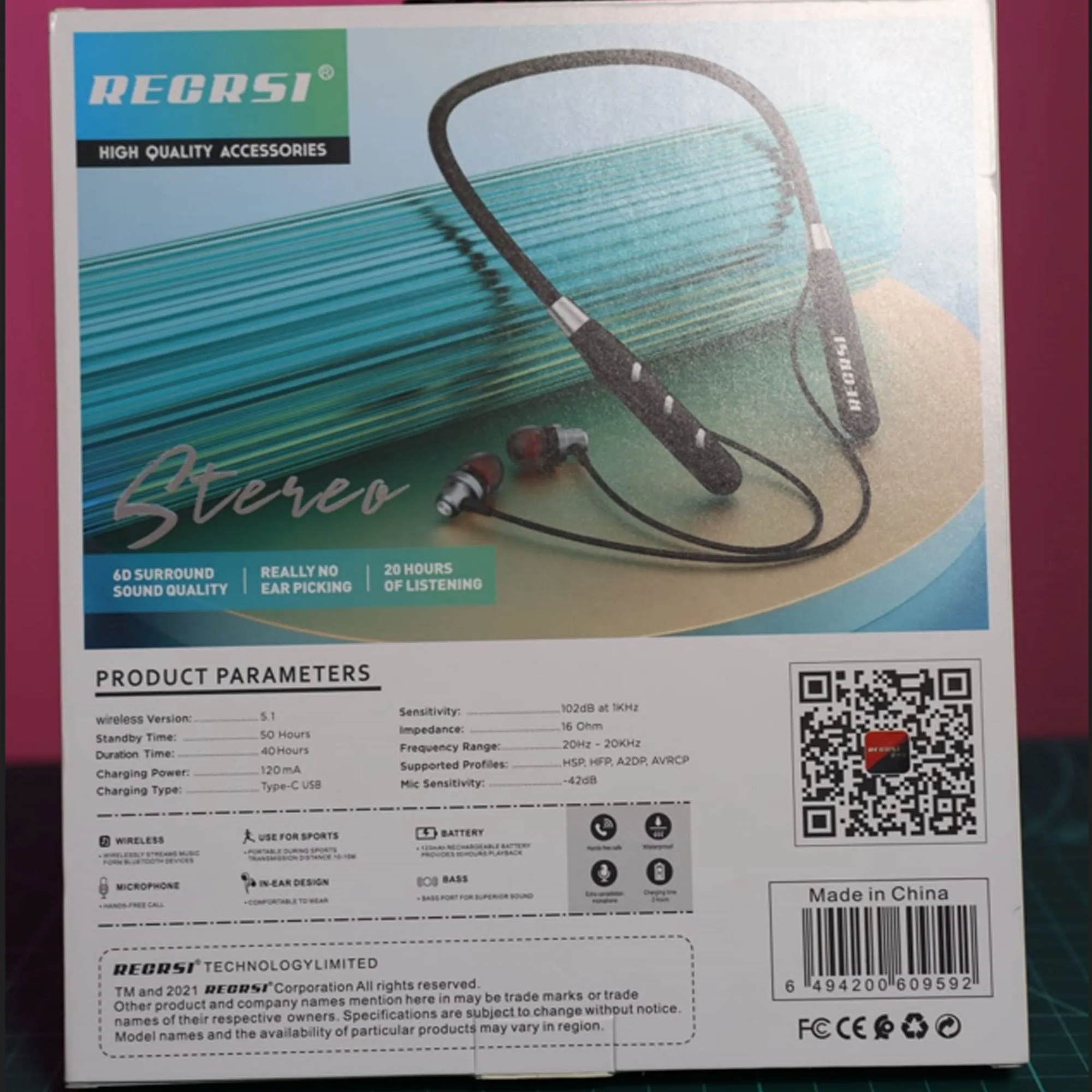 Picture of Regarsi NY032 Bluetooth Neckband Wireless Earphone