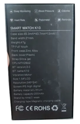 Picture of K10 Single SIM Smart Watch with Calling Function