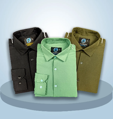 Picture of Premium 3 Piece Shirt Combo Pack (Formal / Casual) (Black, Light Green & Olive)