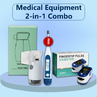 Picture of Medical Equipment 2-in-1 Combo Pack with Free Thermometer (Nebulizer + Fingertip Pulse Oximeter)