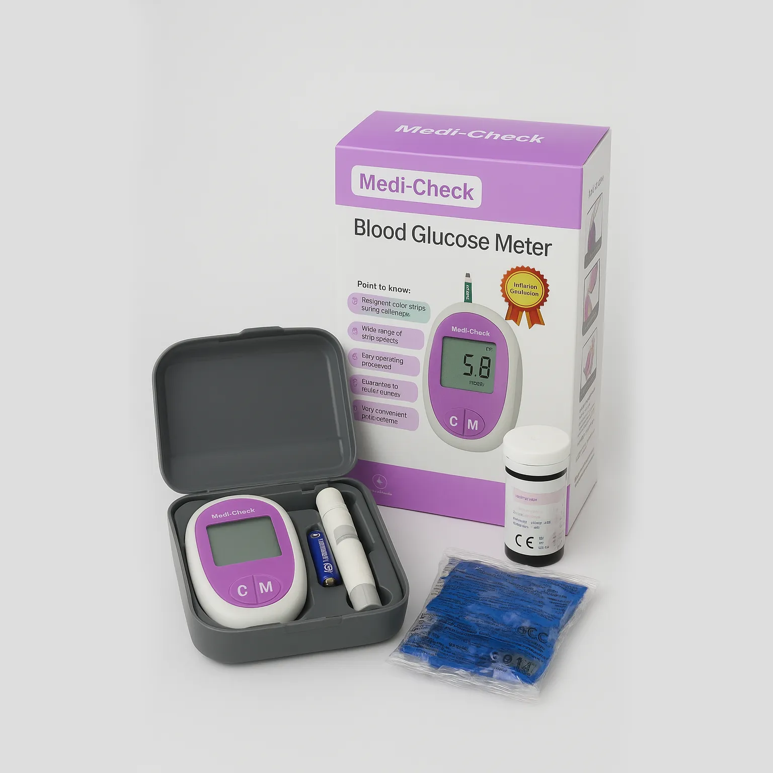 Picture of Medical Equipment 2-in-1 Combo Pack with Free Thermometer (Blood Glucose Meter + Digital BP Monitor)