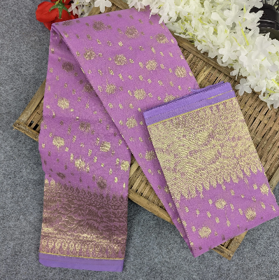 Picture of Half Silk Jamdani Saree (Off-White, Red, Purple, Lemon, Light Purple)