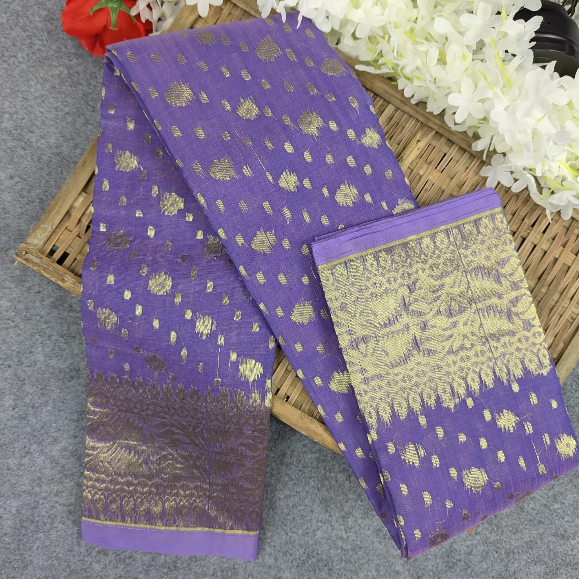Picture of Half Silk Jamdani Saree (Black, Green, Pink, Lavender, Maroon )