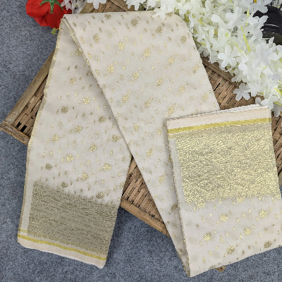 Picture of Premium Half Silk Jamdani Saree Combo Set - OFF-White