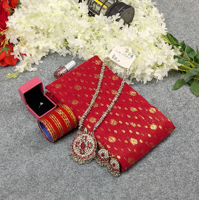 Picture of Premium Half Silk Jamdani Saree Combo Set - Red