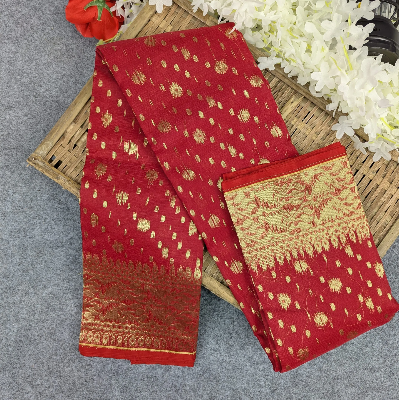 Picture of Premium Half Silk Jamdani Saree Combo Set - Red