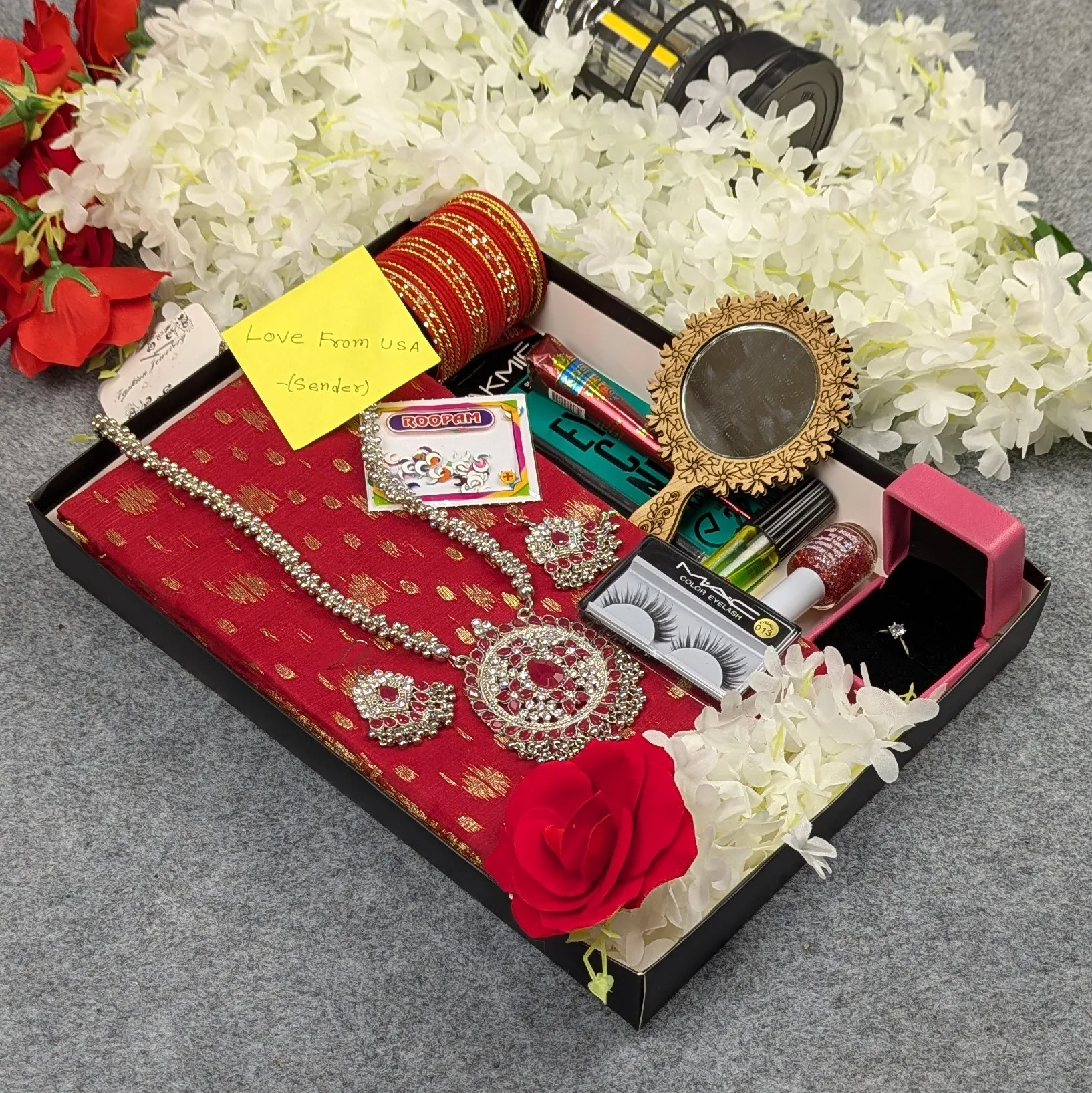 Picture of Premium Half Silk Jamdani Saree Combo Set - Red