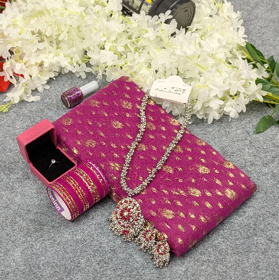 Picture of Premium Half Silk Jamdani Saree Combo Set - Purple