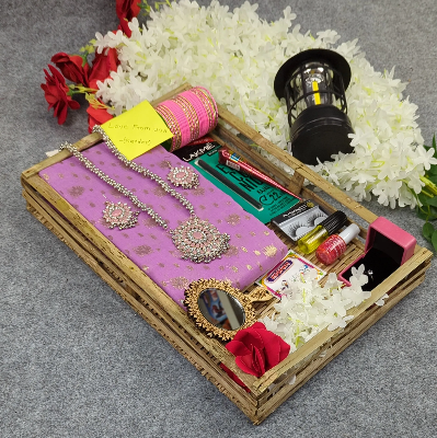 Picture of Premium Half Silk Jamdani Saree Combo Set - Light Purple