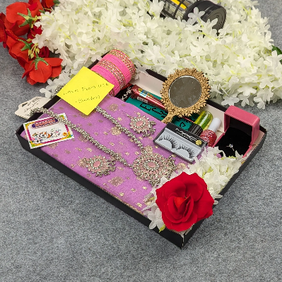 Picture of Premium Half Silk Jamdani Saree Combo Set - Light Purple