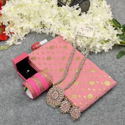 Picture of Premium Half Silk Jamdani Saree Combo Set - Pink