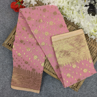 Picture of Premium Half Silk Jamdani Saree Combo Set - Pink