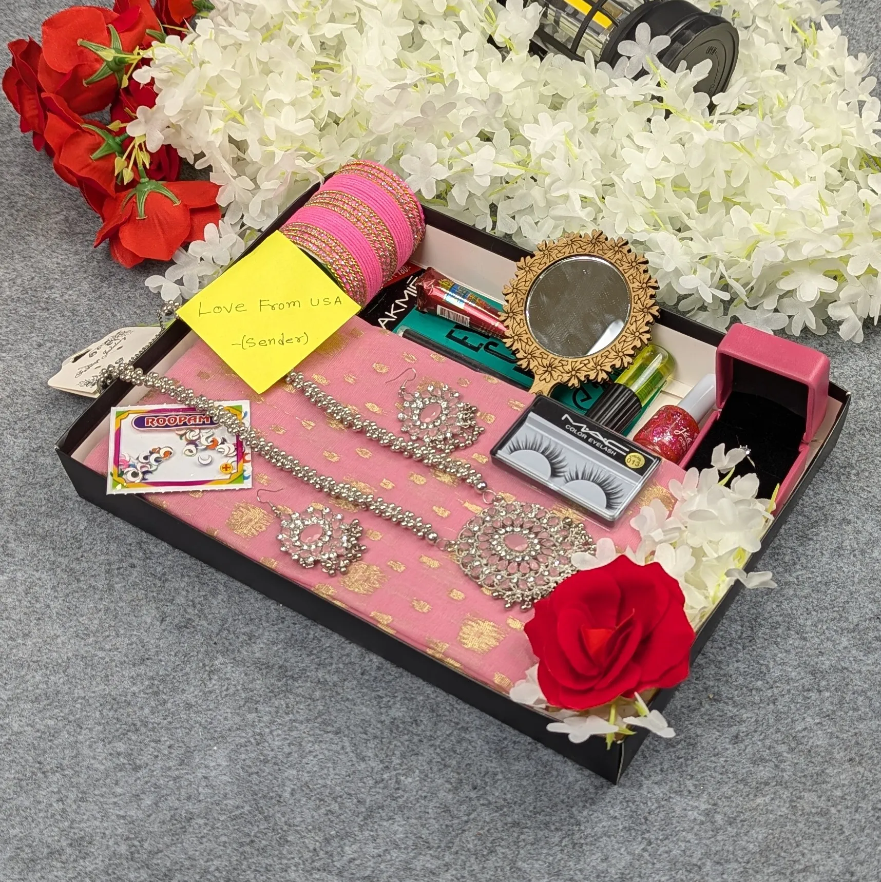 Picture of Premium Half Silk Jamdani Saree Combo Set - Pink