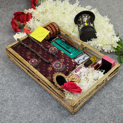 Picture of Premium Half Silk Jamdani Saree Combo Set - Maroon