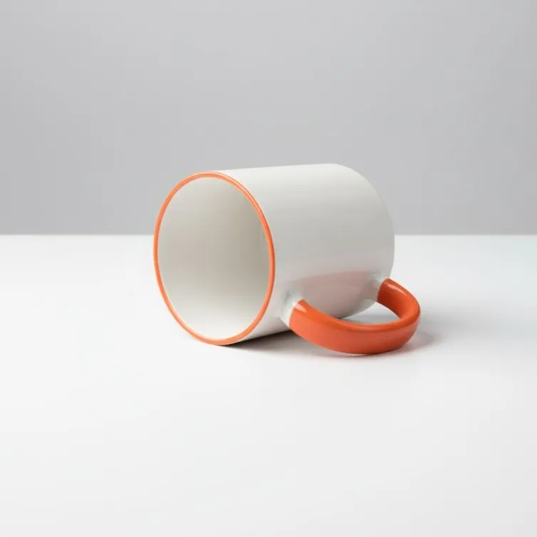 Picture of Rim Color Round Handle Coffee, Tea, Water Mug, Add Photo Text Logo Picture Image