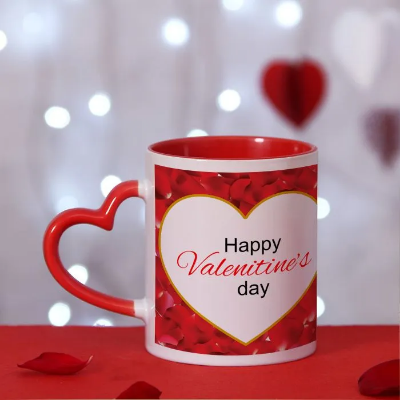 Picture of Heart Color Round Handle Coffee, Tea, Water Mug, Add Photo Text Logo Picture Image