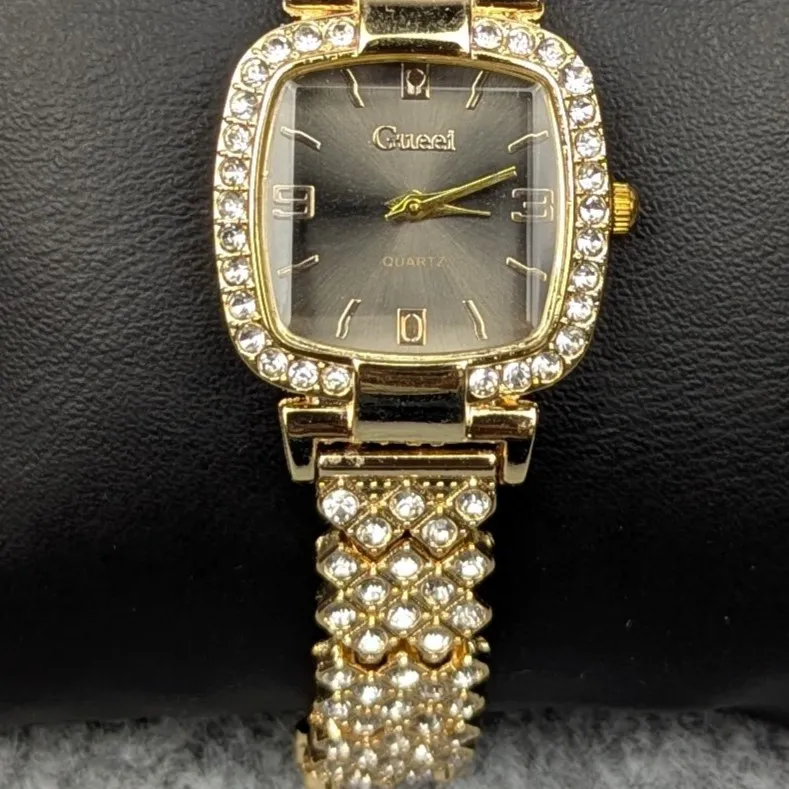Picture of Luxury Golden Stone Studded Ladies Quartz Watch – Stylish & Elegant Design (Black Dial)