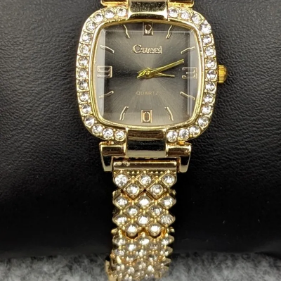 Picture of Luxury Golden Stone Studded Ladies Quartz Watch – Stylish & Elegant Design (Black Dial)