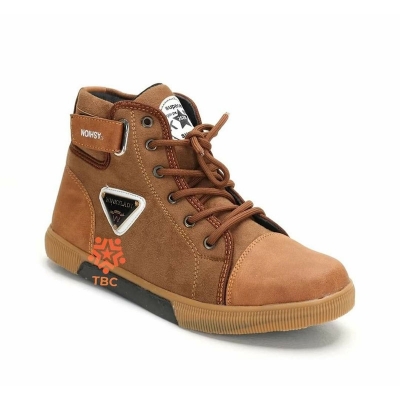 Picture of Stylish rubber sole lace-up shoes for Men -Brown