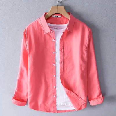 Picture of Men's Solid Colour Color Shirt (Deep pink)