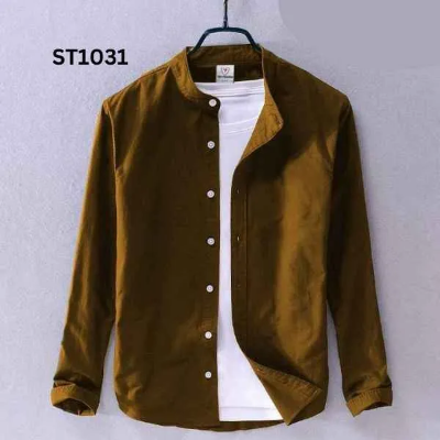 Picture of Men's Solid Colour Ban color Shirt(Golden)