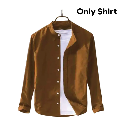 Picture of Men's Solid Colour Ban color Shirt(Golden)