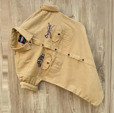 Picture of men"s colid colour cotton shit (biscuit)