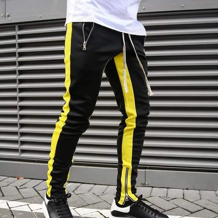 Picture of Combo Casual Men's Sweatpant Trouser Black + Yellow + white