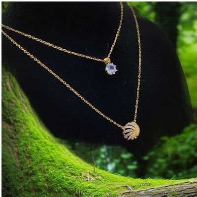 Picture of Necklace With Matching Radiant Crystal Stud Earrings.