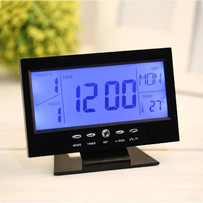 Picture of Digital LCD Clock with Calendar, Temperature Sensor, Alarm for Table and Study Desk