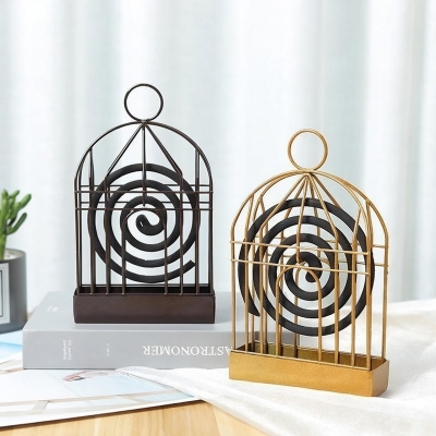 Picture of 1 Pcs Bird Cage Mosquito Coil Rack Home Summer Artifact Mosquito Coil Tray Bedroom Desktop Decoration Holder(Black)