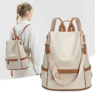 Picture of New Design Women Backpack Nylon Waterproof Anti-Theft Travel Bagpack(Apricot)