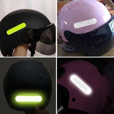 Picture of 4 Pcs Helmet Reflective Sticker Car Safety Reflective Film Night Rear Warning Electric Motorcycle