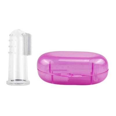 Picture of Cute Baby Finger Toothbrush With Box Children Teeth Clear Soft Silicon Infant Rubber Baby Brush(Transparent)