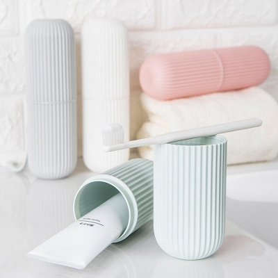 Picture of 1 Pcs Portable Travel Toothbrush Case Set Toiletry Cup with Lid Toothpaste Toothbrush Storage Box Mouthwash Cups(Multicolor)