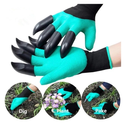 Picture of 1 Pair Gloves with Claws Potted Gardening Gloves Anti-piercing Waterproof Anti-tie(Green)