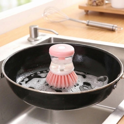 Picture of Dishwashing Brush Kitchen Cleaning Brush Tools With Soap Dispenser for Dishes Pot Pan Pressing Soap Dispenser Brushes(multicolor)