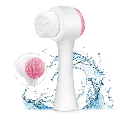Picture of 1 Pcs Double-sided Silica Gel Cleansing Brush Soft Fiber Cleansing Brush Portable Facial Massage(Multicolor)