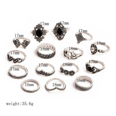 Picture of Multi-piece Luxury Finger Rings Retro Innovationed Personality Trend Hollow Snake Diamond Gold Plated Rings Set for Women