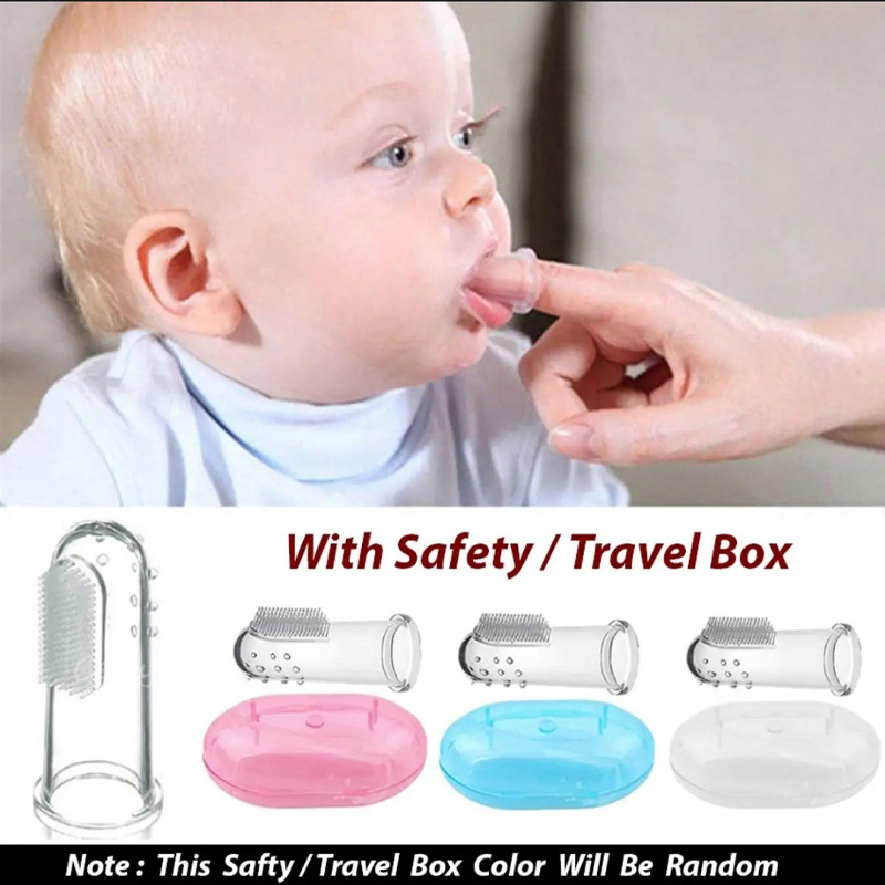 Picture of Cute Baby Finger Toothbrush With Box Children Teeth Clear Soft Silicon Infant Rubber Baby Brush(Transparent)