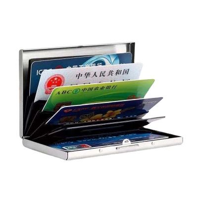 Picture of Metal Stainless Steel Black and Silver Color Card Holder Metal Box Credit Card Business Card Case Men Women