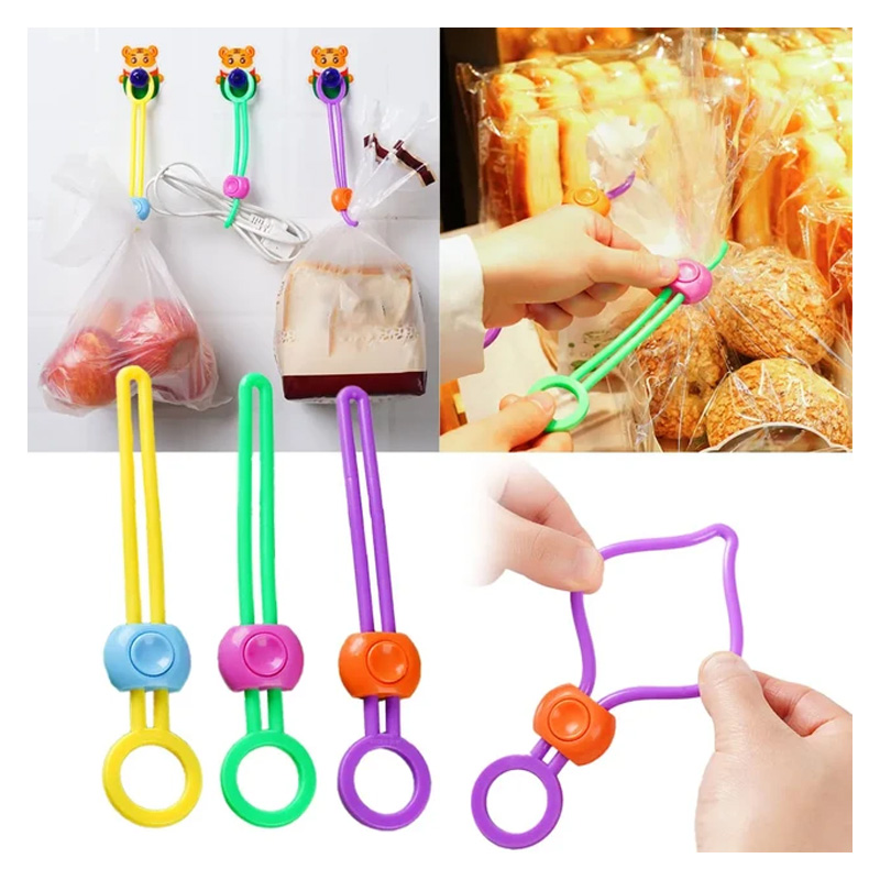 Picture of 5 Pcs Multipurpose Silicone Rubber Strap Cable Food bag Closer Clip Bag storage Sealing or hanging Clip protect Food closer(5 Pcs Multicolor)