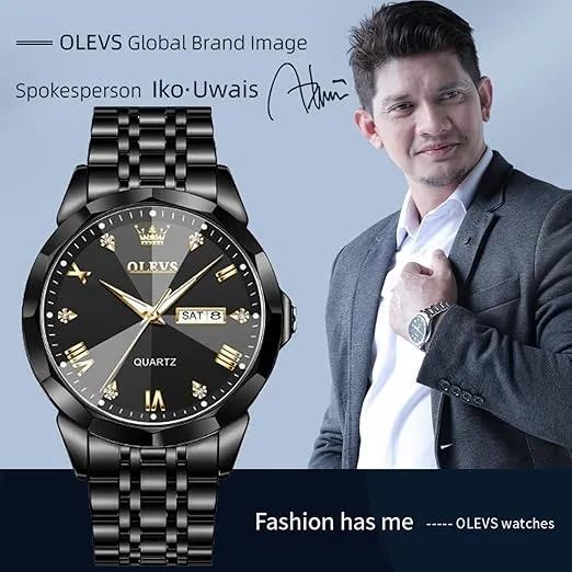 Picture of Butter Fly Lock OLEVS 9931G New Exclusive Design Quartz Watch for Men Full Black